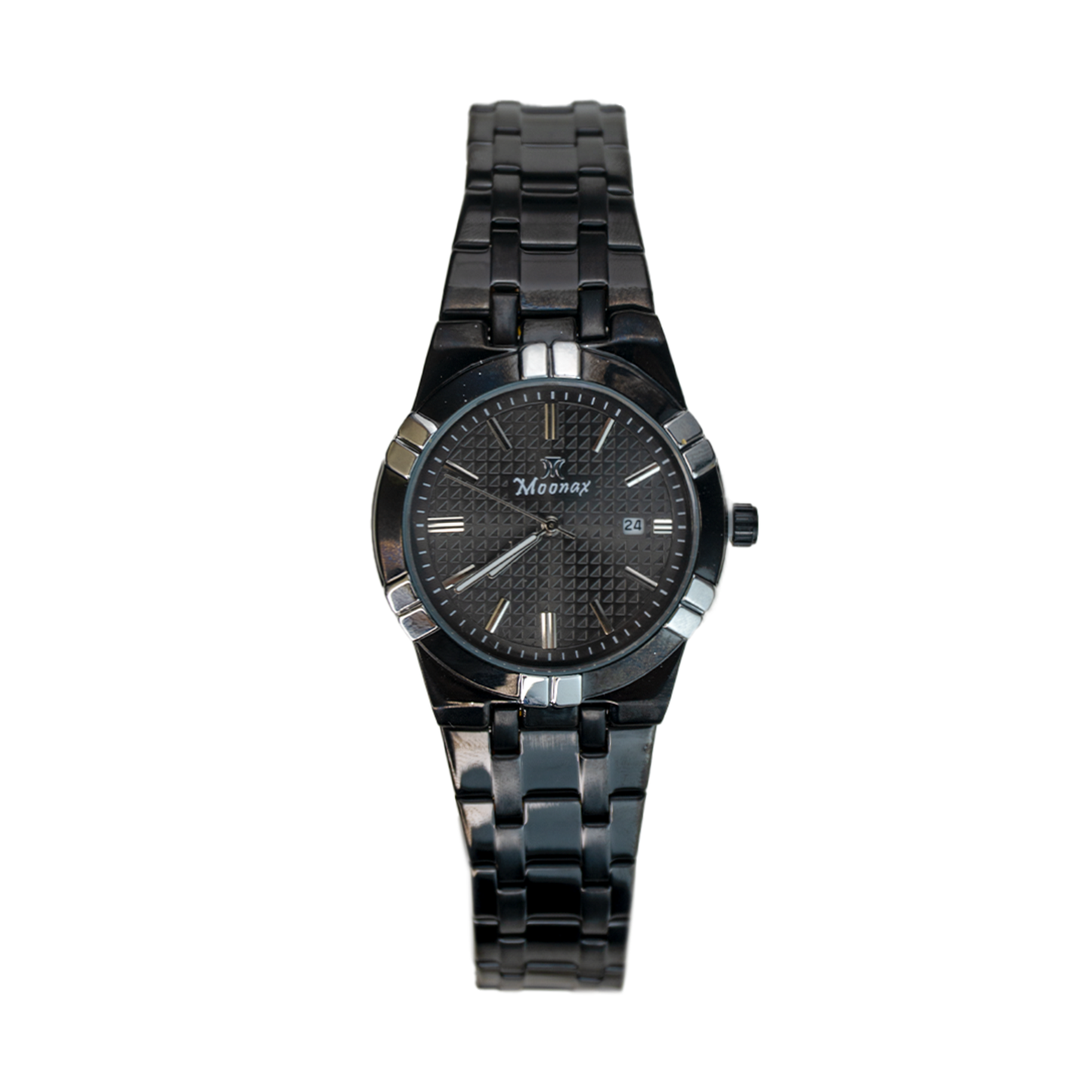 Moonax Men’s Black Stainless Steel Watch – Classic Analog with Date