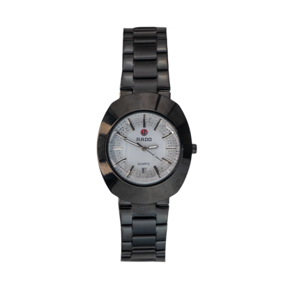 Rado Men’s Black Stainless Steel Watch – Quartz Analog with Date - Explorer’s Dial