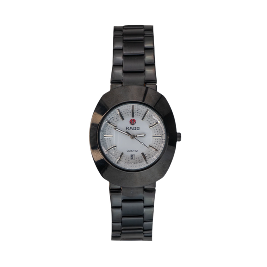 Rado Men’s Black Stainless Steel Watch – Quartz Analog with Date - Explorer’s Dial
