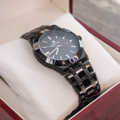 Moonax Men’s Black Stainless Steel Watch – Classic Analog with Date