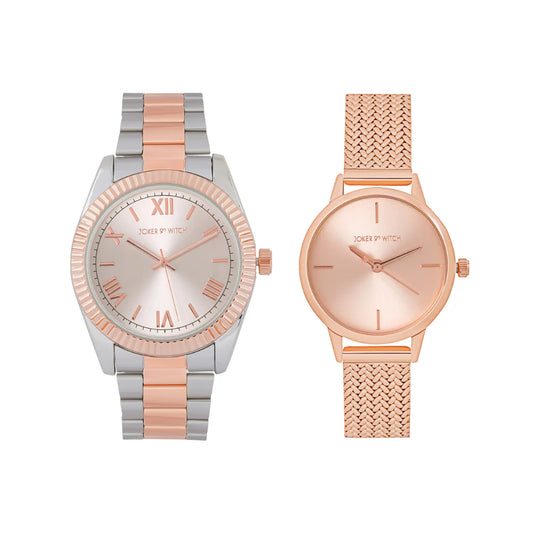 Joker & Witch Elegant Couple Watch Set – Rose Gold & Silver Edition